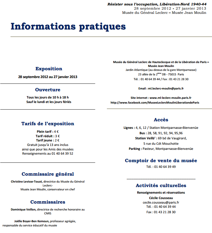 Infos pratiques