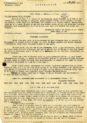 Libération, n°108 du 24 décembre 1942 Libération, n°108 du 24 décembre 1942