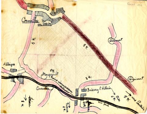 Plan des installations, trains, réservoirs d’essence, souterrains, Cormeilles-en-Vexin Plan des installations, trains, réservoirs d’essence, souterrains, Cormeilles-en-Vexin