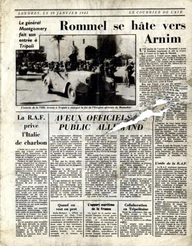 Le Courrier de l’air apporté par la R.A.F évoquant la conférence de Casablanca