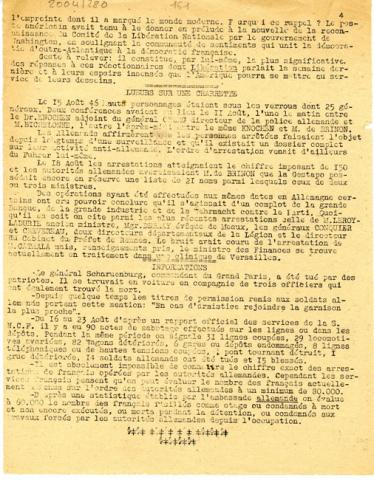 Libération, n°144, édition zone nord du 31 août 1943 (page 4)