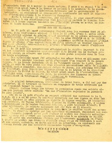 Libération, n°144, édition zone nord du 31 août 1943 (page 4) Libération, n°144, édition zone nord du 31 août 1943 (page 4)