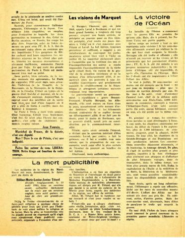 Libération n°149, édition zone nord du 5 octobre 1943 (page 2) Libération n°149, édition zone nord du 5 octobre 1943 (page 2)