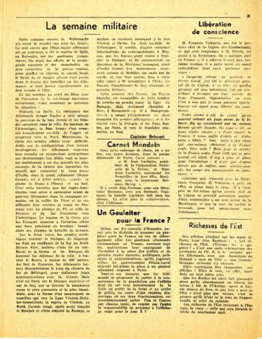 Libération n°149, édition zone nord du 5 octobre 1943 (page 3) Libération n°149, édition zone nord du 5 octobre 1943 (page 3)