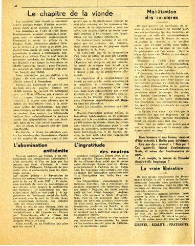 Libération, n°151, édition zone nord du 19 octobre 1943 (page 4)