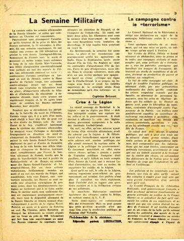 Libération, n°156, édition zone nord du 23 novembre 1943 (page 3) Libération, n°156, édition zone nord du 23 novembre 1943 (page 3)