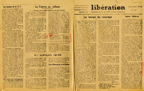 Libération, n°159, édition zone nord du 14 décembre 1943 (pages 1-4) Libération, n°159, édition zone nord du 14 décembre 1943 (pages 1-4)