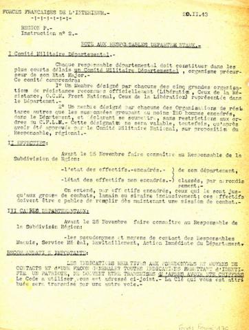 Instruction n°2 du commandement F.F.I. de la région P