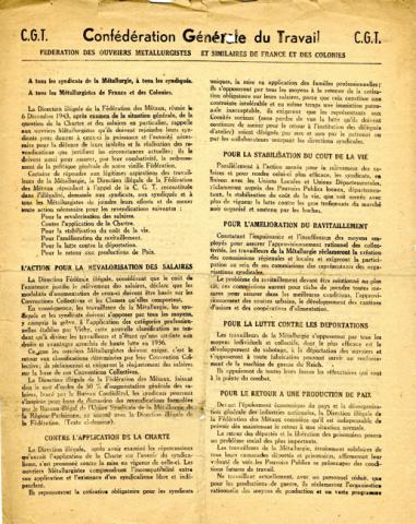 Tract de la Confédération générale du Travail (recto)