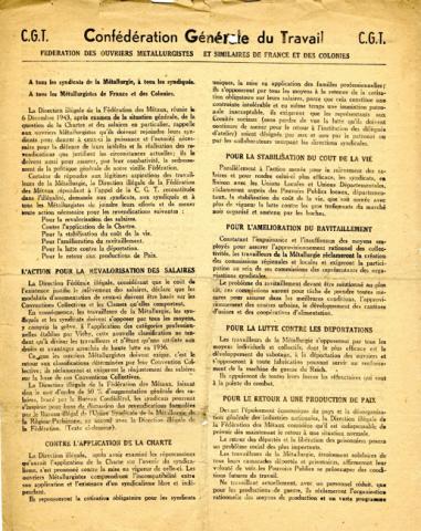 Tract de la Confédération générale du Travail (recto) Tract de la Confédération générale du Travail (recto)