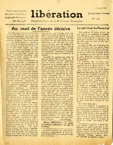 Libération, n°161 du 4 janvier 1944 (page 1)