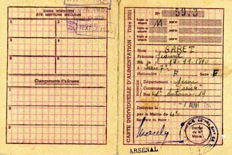 Carte d'alimentation de Jeanne Gabet Carte d'alimentation de Jeanne Gabet