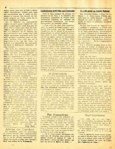 Journal "Libération l'hebdomadaire des Français libres", n°160 (page 2) Journal "Libération l'hebdomadaire des Français libres", n°160