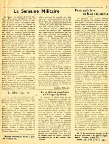 Journal "Libération l'hebdomadaire des Français libres", n°160 (page3) Journal "Libération l'hebdomadaire des Français libres", n°160