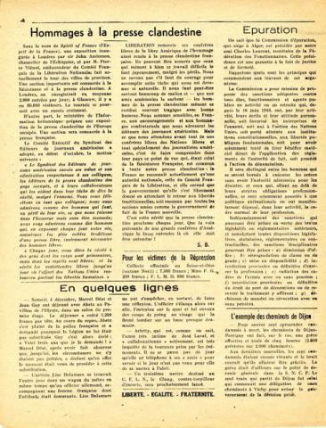 Journal "Libération l'hebdomadaire des Français libres", n°160 (page 4) Journal "Libération l'hebdomadaire des Français libres", n°160