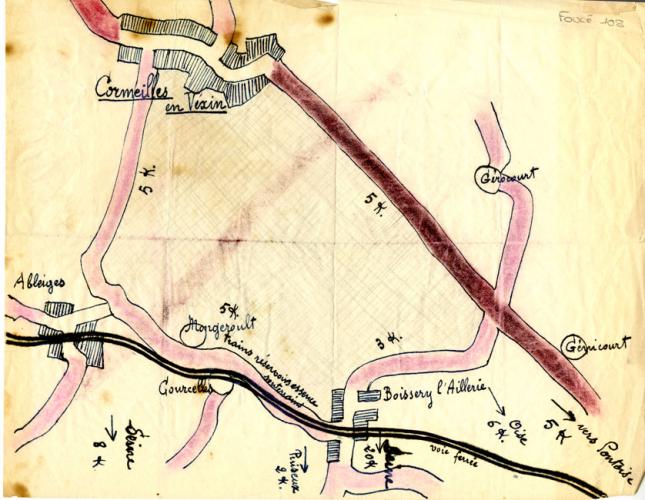 Plan des installations, trains, réservoirs d’essence, souterrains, Cormeilles-en-Vexin