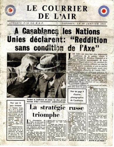 Le Courrier de l’air apporté par la R.A.F évoquant la conférence de Casablanca Le Courrier de l’air apporté par la R.A.F évoquant la conférence de Casablanca