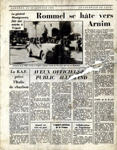 Le Courrier de l’air apporté par la R.A.F évoquant la conférence de Casablanca