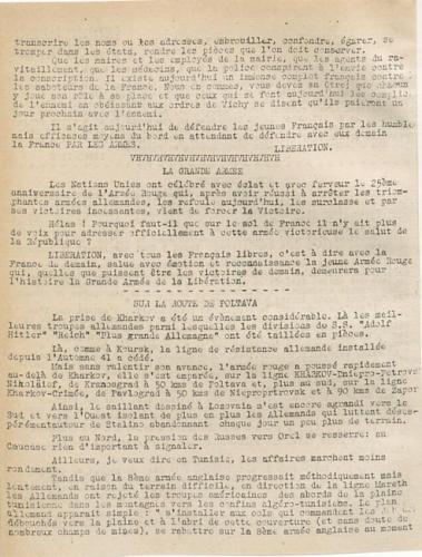 Libération, édition zone occupée, n°117 du 23 février 1943