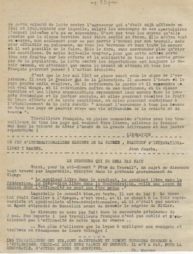 Libération, édition de zone occupée, n°126 du 28 avril 1943 - page 2 (BNF)
