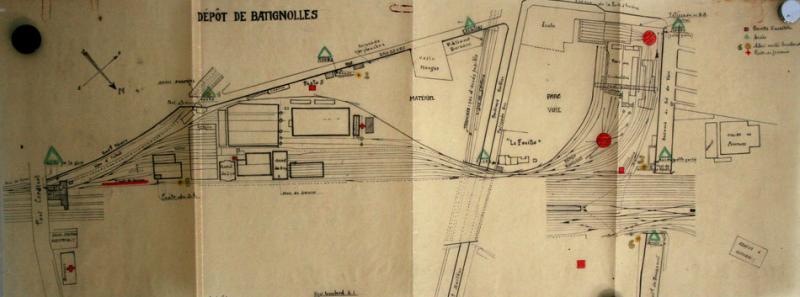 Plan du dépôt des Batignolles (Paris 17e)