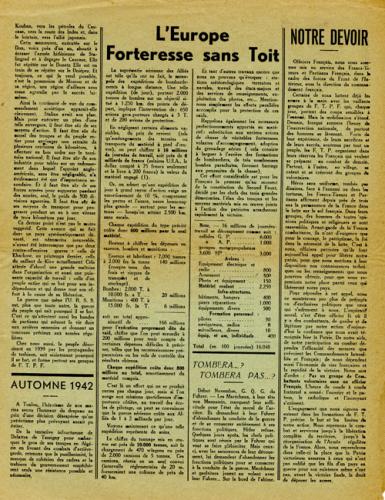 Journal La France en armes évoquant la libération de la Corse en septembre 1943 (page 3)