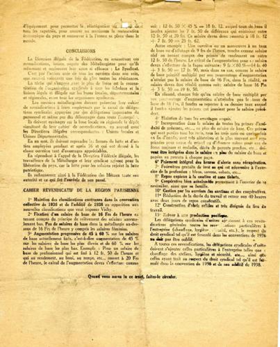 Tract de la Confédération générale du Travail (verso)