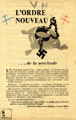 Tract "L'ordre nouveau… de la servitude" (recto) Tract "L'ordre nouveau… de la servitude".