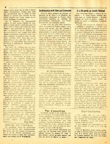 Journal "Libération l'hebdomadaire des Français libres", n°160 (page 2) Journal "Libération l'hebdomadaire des Français libres", n°160
