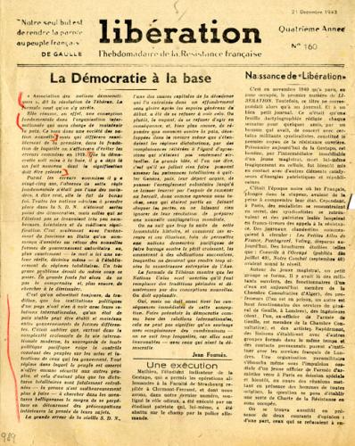 Journal "Libération l'hebdomadaire des Français libres", n°160