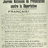 Affiche de mobilisation et de manifestation contre “la déportation des ouvriers français”