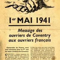 Message de soutien et de solidarité des ouvriers de Coventry aux ouvriers français à l’occasion du 1er mai 1941