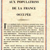 Tract allié de remerciement adressé aux résistants français